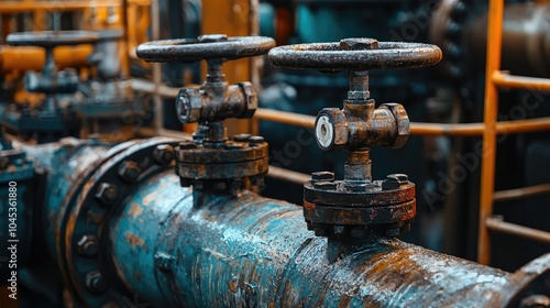 Heavy Machinery Close-Up on Oil Platform