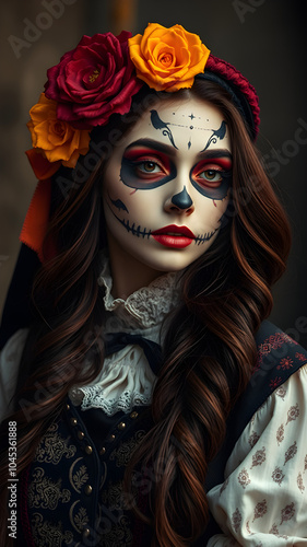 portrait of a woman preparing for halloween