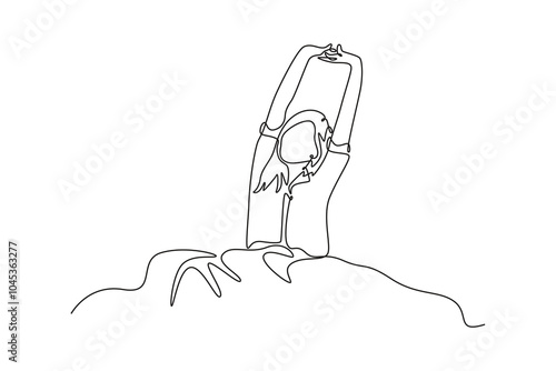 Wake Up concept. Single line draw design vector graphic illustration.