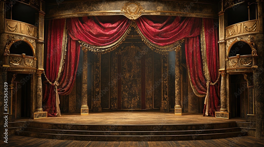 Fototapeta premium Elaborate Theater Stage with Dramatic Scenery