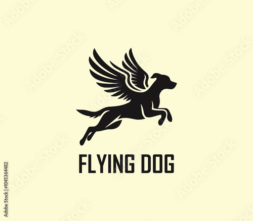 Dog with wings logo design. Flying dog logo. superhero dog animal logo template. Modern dog logo vector