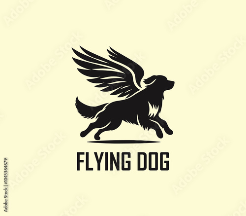 Dog with wings logo design. Flying dog logo. superhero dog animal logo template. Modern dog logo vector