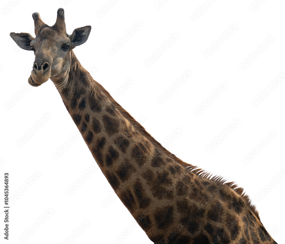 Giraffe im Busch vom Krüger National Park - Kruger Nationalpark Südafrika vorbereitet als png Datei