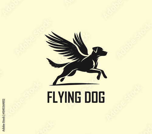 Dog with wings logo design. Flying dog logo. superhero dog animal logo template. Modern dog logo vector