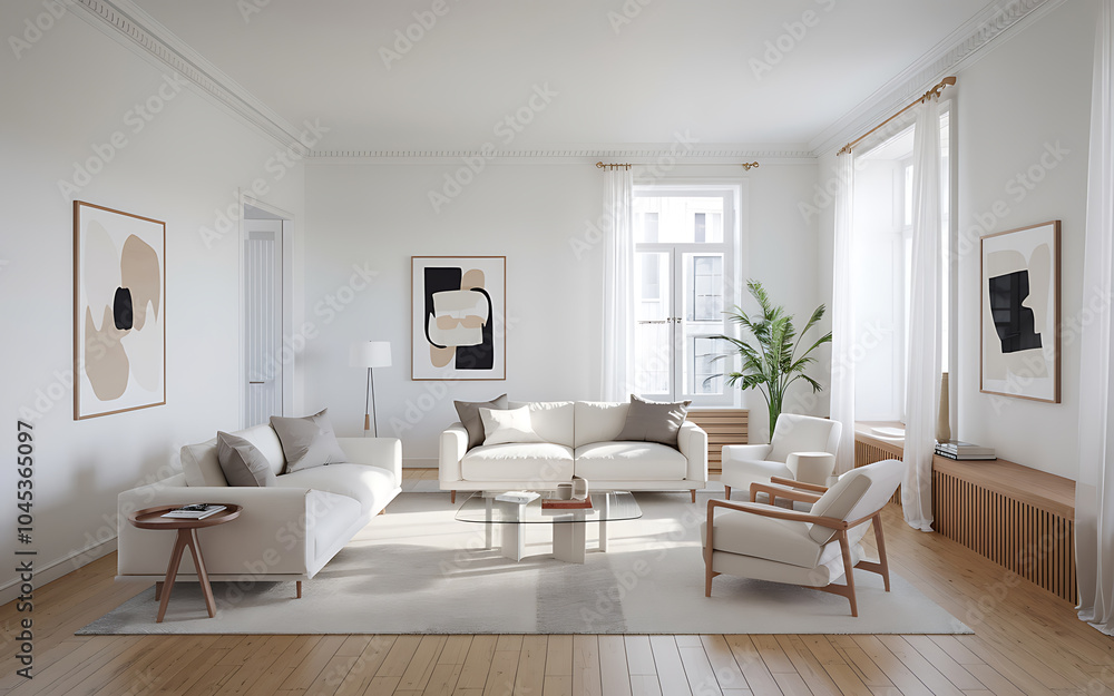 Modern living room with white furniture and beige accents minimalist design contemporary style peaceful and serene atmosphere perfect for home decor inspiration Modern living room with white furniture and beige accents minimalist design contemporary style peaceful and serene atmosphere perfect for home decor inspiration