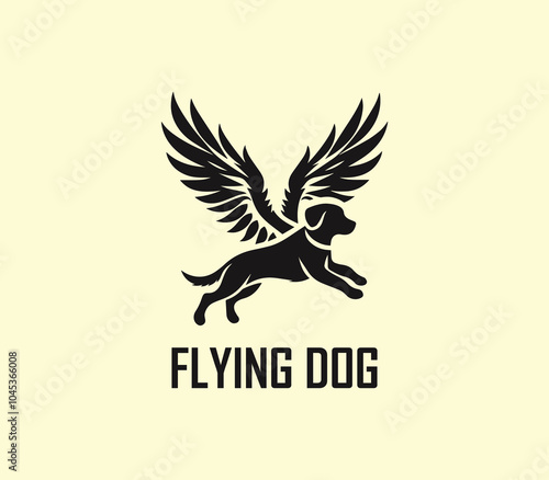 Dog with wings logo design. Flying dog logo. superhero dog animal logo template. Modern dog logo vector
