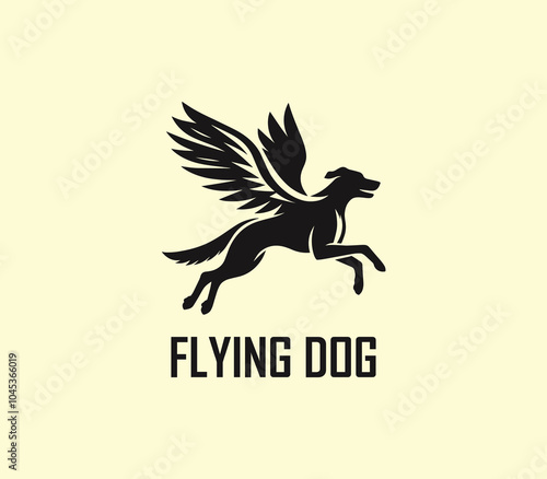 Dog with wings logo design. Flying dog logo. superhero dog animal logo template. Modern dog logo vector