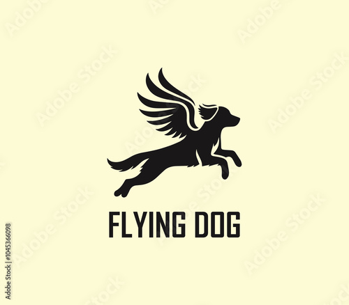 Dog with wings logo design. Flying dog logo. superhero dog animal logo template. Modern dog logo vector
