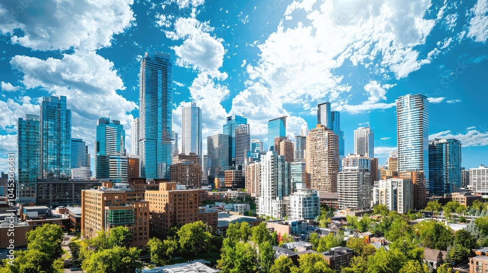 Obraz premium Panoramic View of a Modern City Skyline