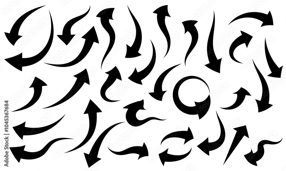 collection of black different arrows on a white background collection of black different arrows on a white background