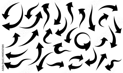 collection of black different arrows on a white background