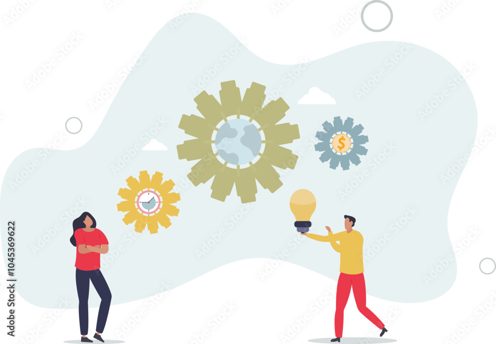 teamwork and profit making idea.work concept.flat characters. teamwork and profit making idea.work concept.flat characters.
