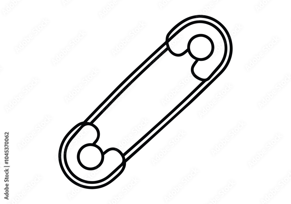 Safety Pin in continuous one line drawing. One line draw design vector illustration Safety Pin in continuous one line drawing. One line draw design vector illustration