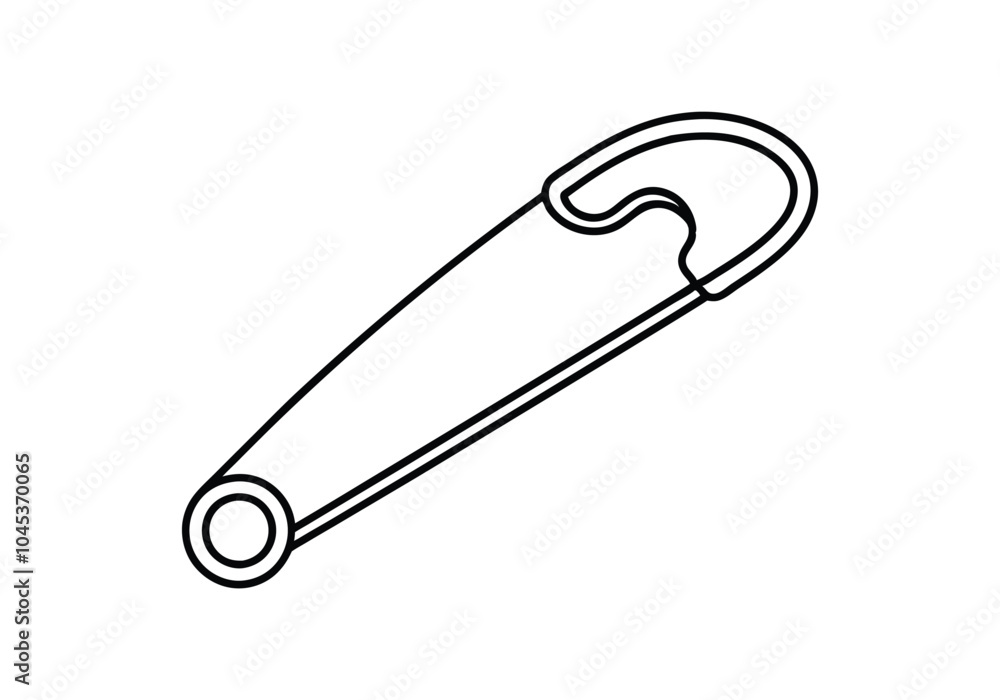 Safety Pin in continuous one line drawing. One line draw design vector illustration Safety Pin in continuous one line drawing. One line draw design vector illustration