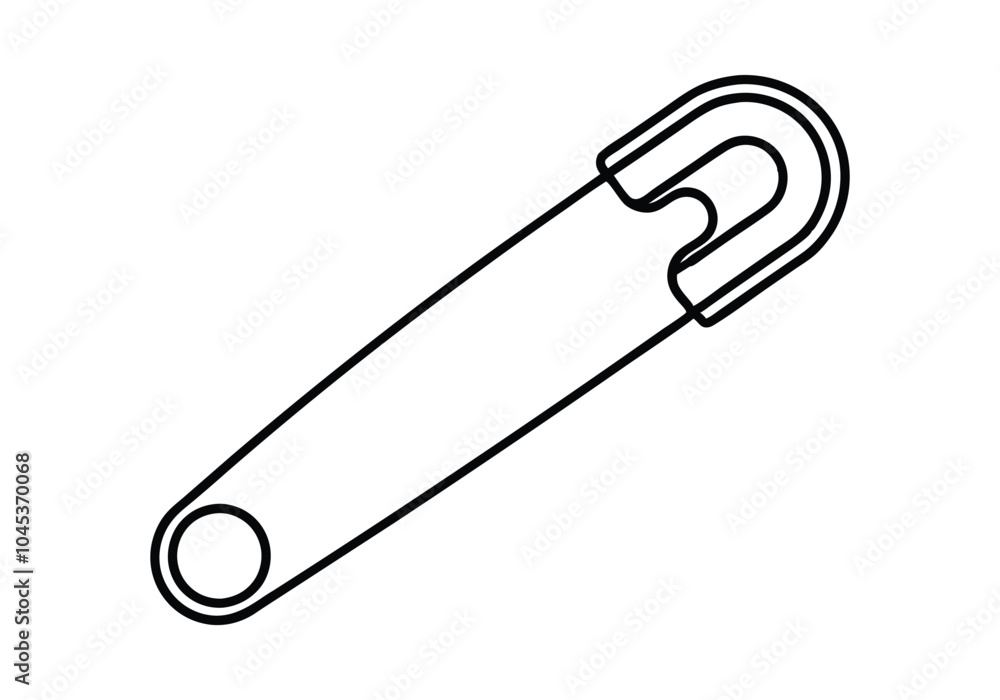 Safety Pin in continuous one line drawing. One line draw design vector illustration Safety Pin in continuous one line drawing. One line draw design vector illustration