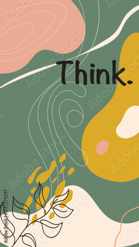 A modern abstract art piece featuring swirling lines, organic shapes, and a harmonious blend of earthy colors. This creative design invites introspection and creativity.