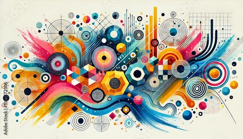 Abstract Geometric Shapes Circles and Lines in Vibrant Colors