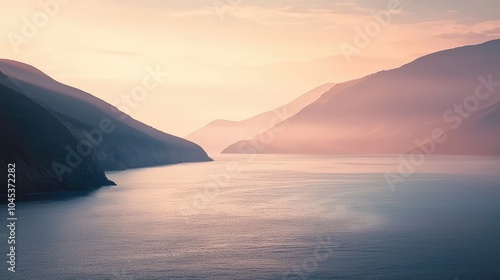 Tranquil Coastal Scene at Sunrise with Soft Light