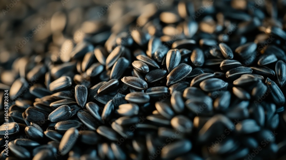 Obraz premium Close-up of black sunflower seeds background 