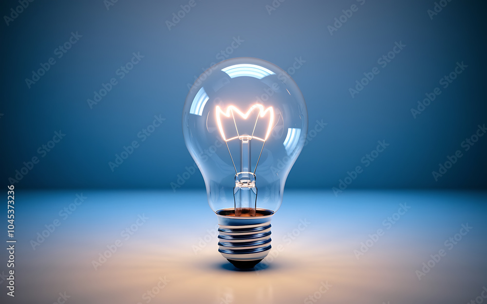 A glowing light bulb on a blue background representing ideas innovation and inspiration A glowing light bulb on a blue background representing ideas innovation and inspiration