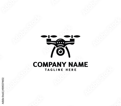 Vector drone logo design. Minimalist flying drone logo. modern drone logo. Simple Drone curved line