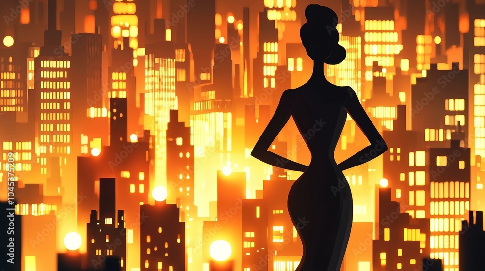 Enchanting Silhouette Against a Glowing City Skyline at Dusk Enchanting Silhouette Against a Glowing City Skyline at Dusk