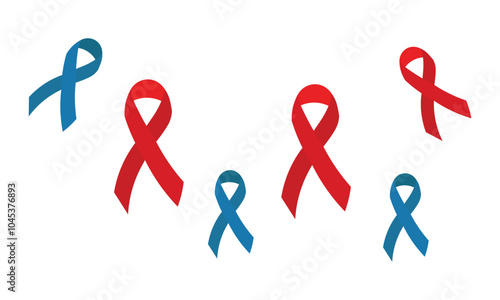 red an blue ribbon, ribbon design, element, vector red, blue