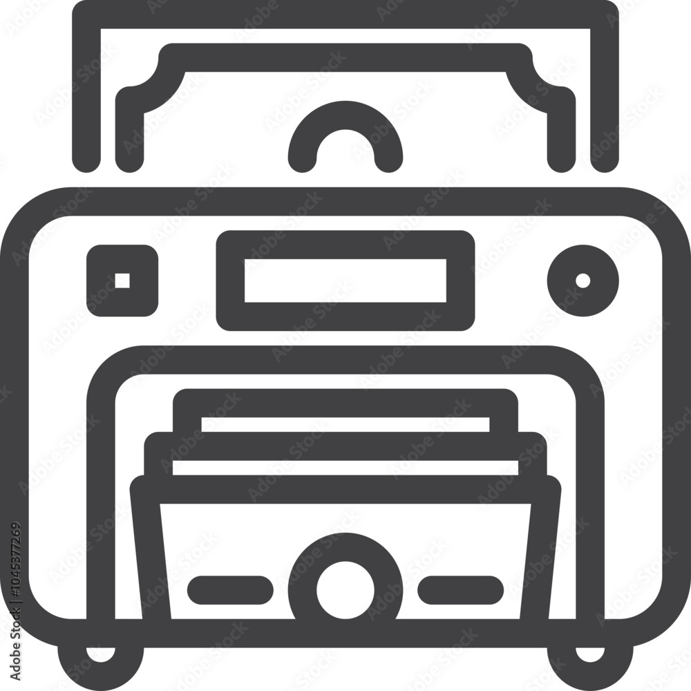 Simple vector money count machine outline icon on white background Simple vector money count machine outline icon on white background