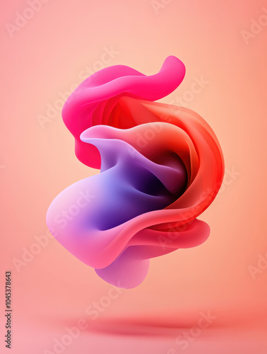 Fluid waves in vibrant neon colors create organic shape that captivates viewer. smooth transitions between hues evoke sense of motion and depth, making it visually striking