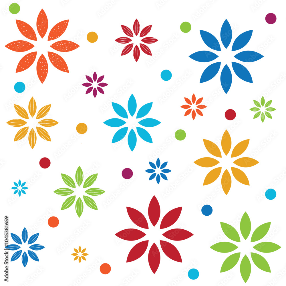 Obraz premium Playful Colorful Floral Pattern with dots
