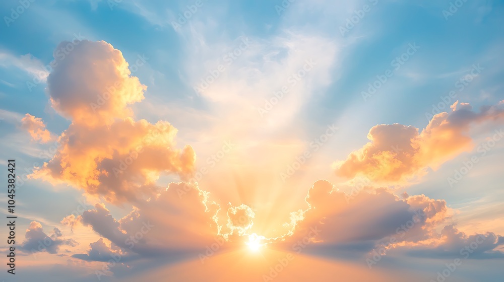 Fototapeta premium Breathtaking sunrise over serene clouds a captivating display of nature's beauty and light