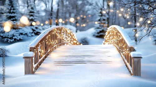 Snowy Bridge in Winter Wonderland Forest