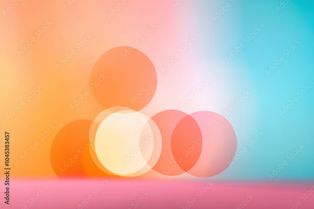 Bokeh lights in various colors create abstract composition, blending soft hues of orange, pink, and blue. gentle shapes evoke sense of calm and creativity Bokeh lights in various colors create abstract composition, blending soft hues of orange, pink, and blue. gentle shapes evoke sense of calm and creativity