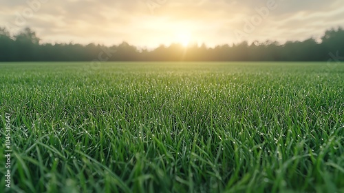 Breathtaking view of lush green grass at sunrise capturing nature's serenity and vibrant beauty in the landscape