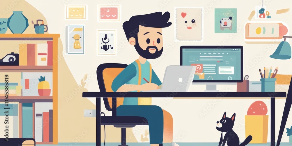 Graphic designers who create cartoon characters and trendy mascots. They're creative and work with graphics. This set includes stickers for websites and other online designs. Graphic designers who create cartoon characters and trendy mascots. They're creative and work with graphics. This set includes stickers for websites and other online designs.