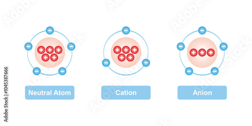 Cation and Anion Structure Scientific Design. Vector Illustration.
