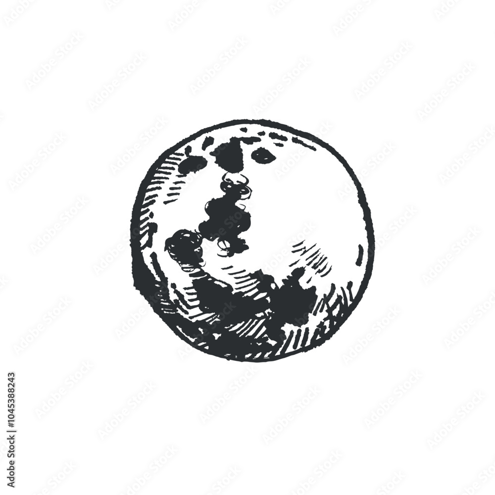 Moon, full moon disk hand drawn with ink and transferred to vector. Halloween illustration. Suitable for printing in astronomy books, magazines, for postcards and invitations. Moon, full moon disk hand drawn with ink and transferred to vector. Halloween illustration. Suitable for printing in astronomy books, magazines, for postcards and invitations.