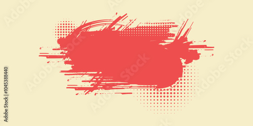 Vintage Grunge Background With halftone Pattern, Offer Button, Photo Frame, Grungy Shape, Old Style Brush With paintbrush, splash, spray, ink splatter and paint marks. artistic graphic box, black blot