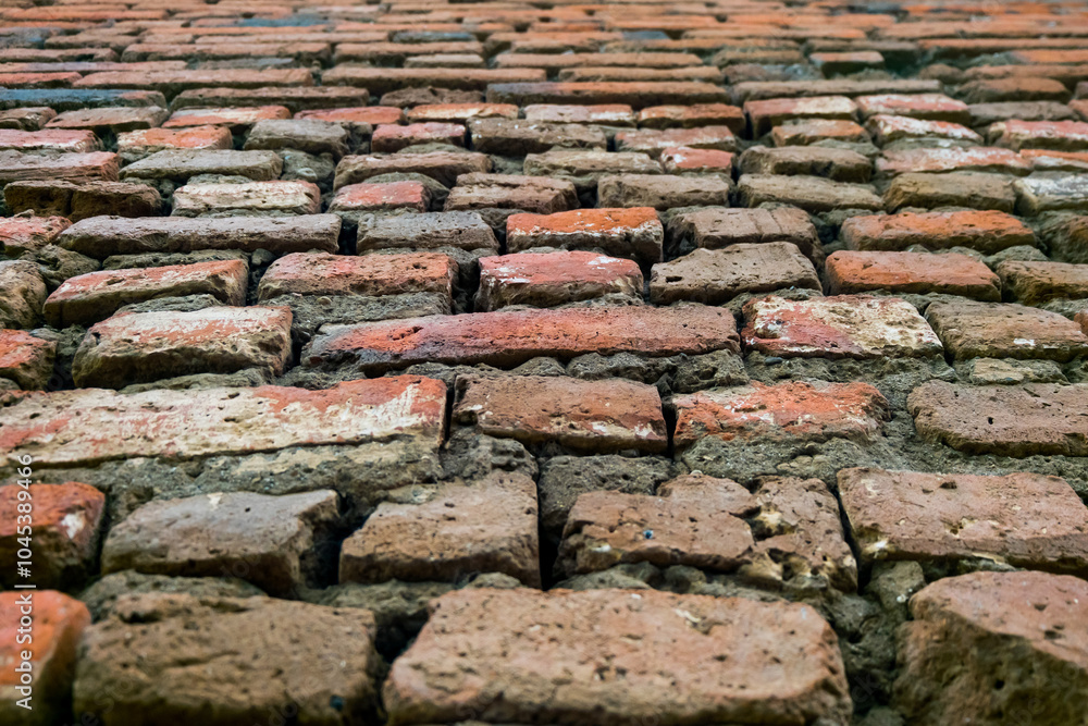 red brick wall. shot with low angle view red brick wall. shot with low angle view