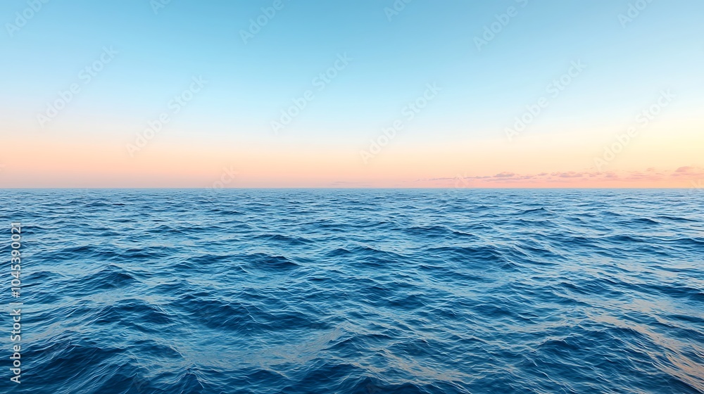 Fototapeta premium Breathtaking view of tranquil ocean waves under a colorful sunrise sky emphasizing nature's beauty and serenity