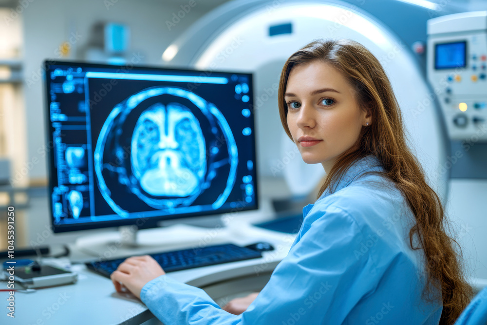 Radiographer at work. AI generative. Radiographer at work. AI generative.