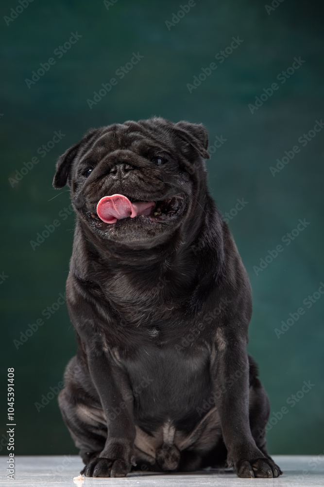 black pug on a uniform background black pug on a uniform background