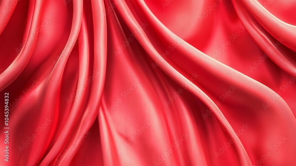 Close-up of flowing red fabric with soft, elegant drapes. Close-up of flowing red fabric with soft, elegant drapes.