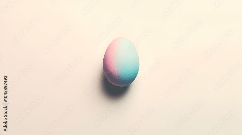 An Easter background with negative space, featuring a single pastel-colored egg in the center of a light cream canvas, surrounded by soft shadows An Easter background with negative space, featuring a single pastel-colored egg in the center of a light cream canvas, surrounded by soft shadows