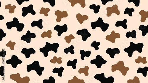 Vector abstract black and brown cow print pattern or cow skin texture