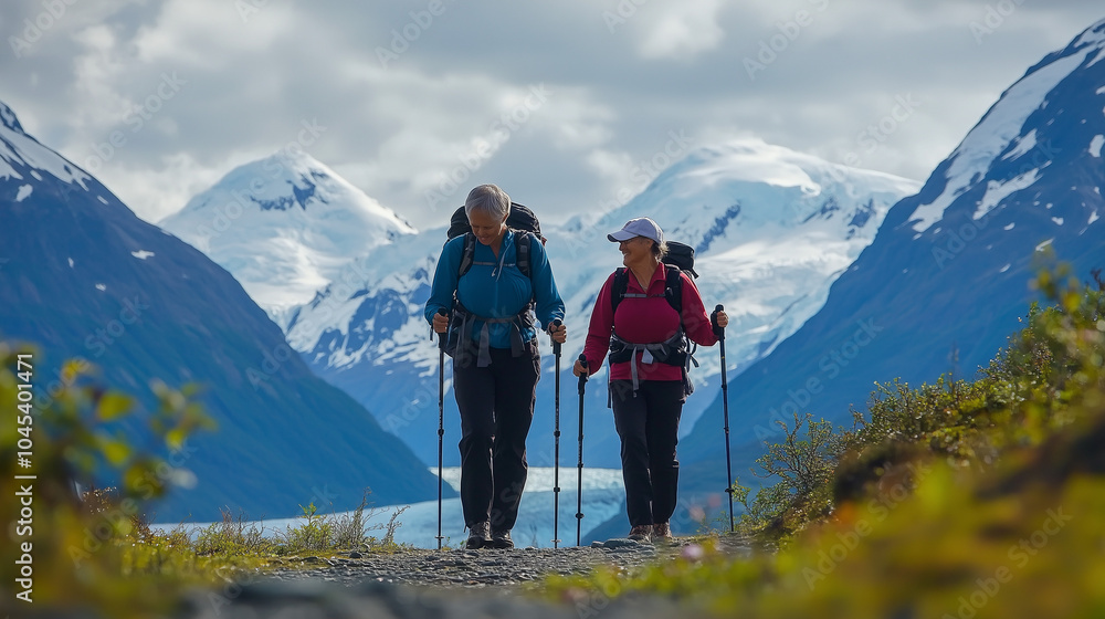 Obraz premium Older couple outdoor hiking 