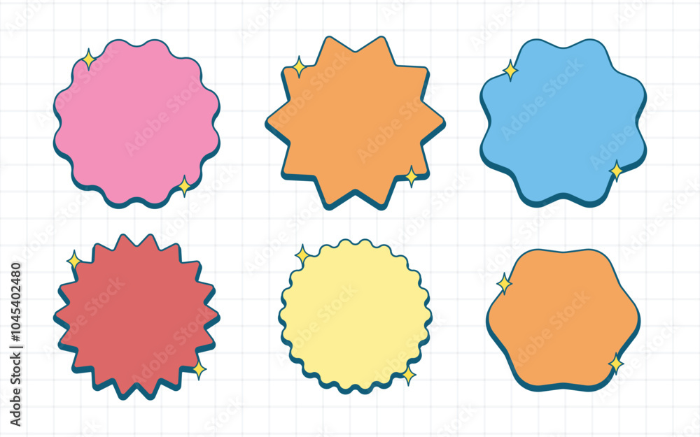 Retro Aesthetic Badge Balloon Decorative Element Shape Set