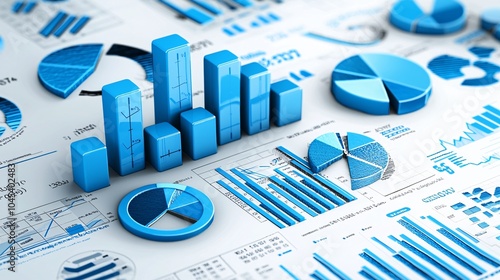 Financial growth and risk analysis concept with bar charts and risk indicators ultra HD high detail