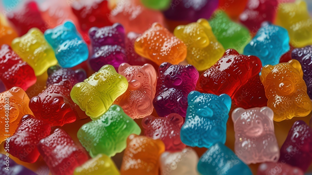 Vibrant and Playful Gummy Bears in a Rainbow of Colors Vibrant and Playful Gummy Bears in a Rainbow of Colors