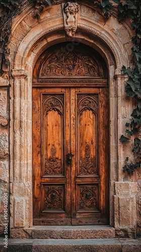 Wallpaper Mural Beautifully Carved Wooden Door in Traditional Home Torontodigital.ca